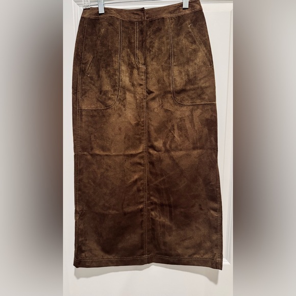 Evan Picone Dresses & Skirts - Evan‎ Picone Chocolate Brown Faux Suede Skirt